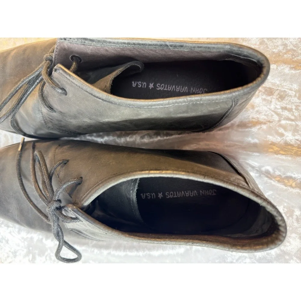 John Varvatos Black Leather Chukka Boots Mens 10.5 M Lace Up Ankle Dress Shoes